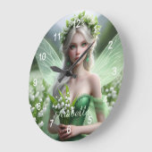 Schöne May Fairy in Lilies of the Valley Große Wanduhr (Winkel)