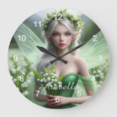 Schöne May Fairy in Lilies of the Valley Große Wanduhr (Vorderseite)