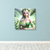 Schöne May Fairy in Lilies of the Valley Leinwanddruck (Insitu (Holzboden))
