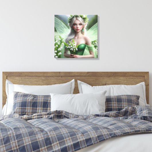 Schöne May Fairy in Lilies of the Valley Leinwanddruck (Insitu (Schlafzimmer))