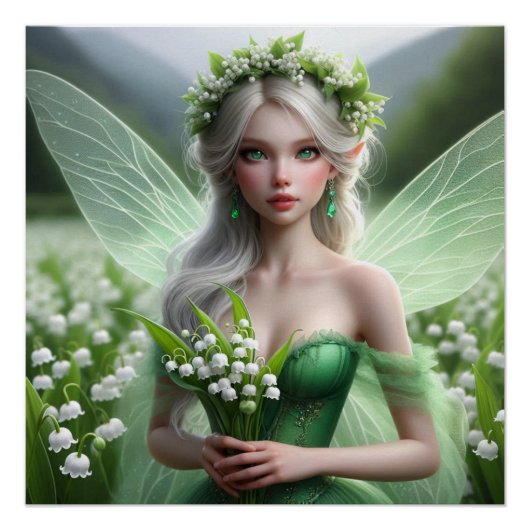 Schöne May Fairy in Lilies of the Valley Poster (Vorderseite)