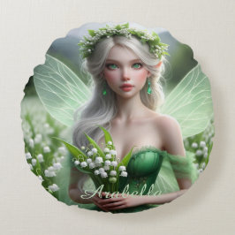 Schöne May Fairy in Lilies of the Valley Rundes Kissen