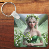 Schöne May Fairy in Lilies of the Valley Schlüsselanhänger (Vorderseite)