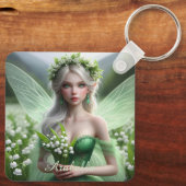 Schöne May Fairy in Lilies of the Valley Schlüsselanhänger (Rückseite)