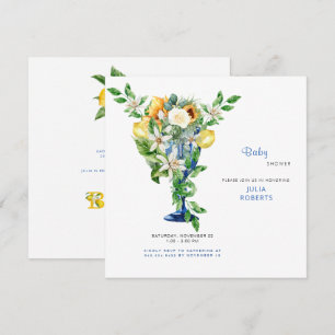 Schöne mediterrane Blumen-Baby-Party Einladung