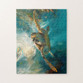 Schöne Meeresschildkröte, die durch das Wasser gle Puzzle (Vertikal)