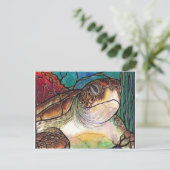 Schöne Meeresschildkröte Gestaltete Glaskunst Postkarte (Stehend Vorderseite)