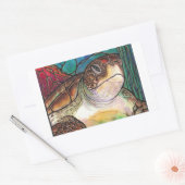 Schöne Meeresschildkröte Gestaltete Glaskunst Rechteckiger Aufkleber (Umschlag)