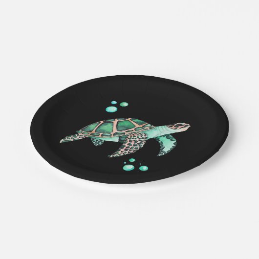 Schöne Meeresschildkröte Pappteller (Schrägansicht)