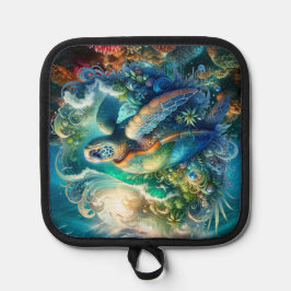 Schöne Meeresschildkröte Topflappen