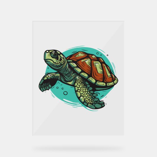 Schöne Meeresschildkröte Vector Art Illustration Acrylschild (Vorderseite)