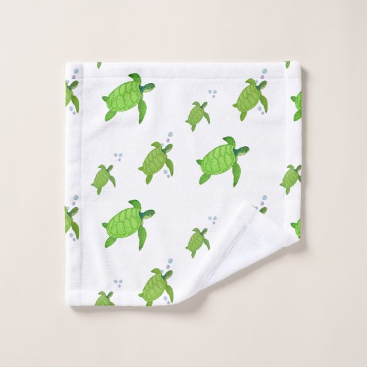 Schöne Meeresschildkröten auf Weiß Badhandtuch Set (Waschlappen)