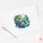 Schöne Meeresschildkröten-Aufkleber Runder Aufkleber (Umschlag)