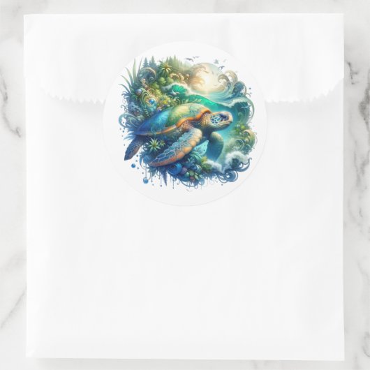 Schöne Meeresschildkröten-Aufkleber Runder Aufkleber (Tasche)