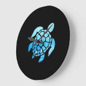 Schöne Meeresschildkröten-Silhouette aus dem Meer Große Wanduhr (Winkel)