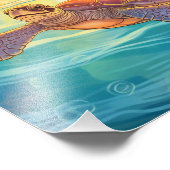 Schöne Meeresschildkröten und Pflanze Fotodruck (Ecke)