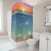 Schöne Meeressonne, Meeresschildkröten und Perlen Duschvorhang (Beispiel)