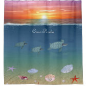 Schöne Meeressonne, Meeresschildkröten und Perlen Duschvorhang (Vorderseite)