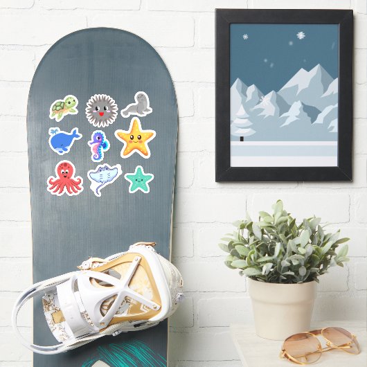 Schöne Meerestiere - Aufkleber - Große (Snowboard)