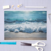 Schöne Meereswellen, die am Strand abstürzen Seidenpapier (Handwerk)