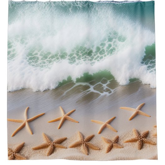 Schöne Meereswellen Starfish Duschvorhang (Vorderseite)