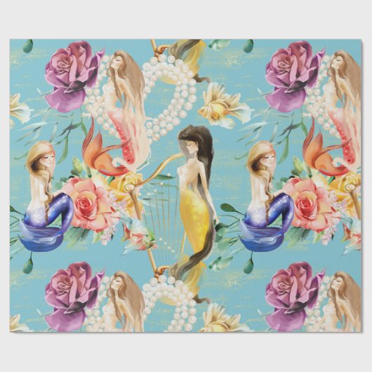 Schöne Meerjungfrau farbenfroh Geschenkpapier (Flach)
