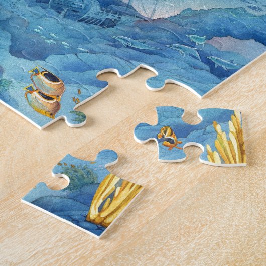 Schöne Meerjungfrau, Fische und Schiffbruch Puzzle (Seite)