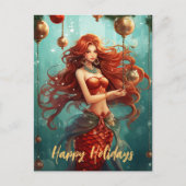 Schöne Meerjungfrau Happy Holidays Weihnachten (Vorderseite)