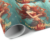 Schöne Meerjungfrau Happy Holidays Weihnachten Geschenkpapier (Rolleneckpunkt)