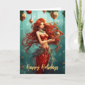 Schöne Meerjungfrau Happy Holidays Weihnachten Karte (Vorderseite)