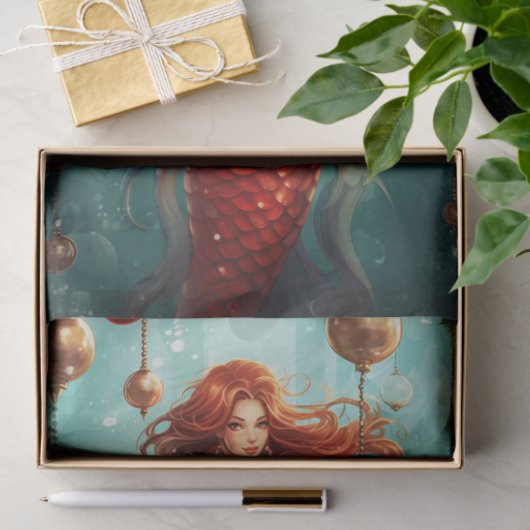 Schöne Meerjungfrau Happy Holidays Weihnachten Seidenpapier (Geschenk)