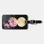 Schöne Meerjungfrau in Pink mit Vollmond Strand Gepäckanhänger (Vorderseite horizontal)