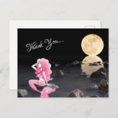Schöne Meerjungfrau in Pink mit Vollmond Vielen Da Postkarte (Vorne/Hinten)