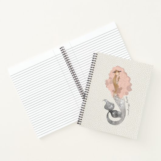 Schöne Meerjungfrau in rosa Haare mit Ihrem Namen Notizblock (Innenseite)