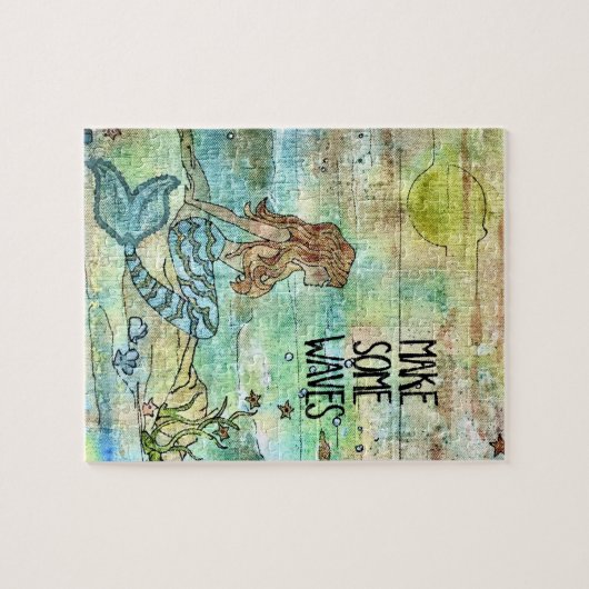 Schöne Meerjungfrau macht einige Waves Jigsaw Puzz Puzzle (Horizontal)