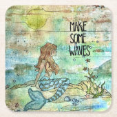 Schöne Meerjungfrau macht einige Waves Papier Unte Rechteckiger Pappuntersetzer (Vorderseite)
