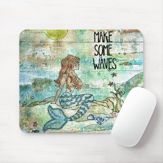 Schöne Meerjungfrau macht Waves Mouse Pad Mousepad (Mit Mouse)