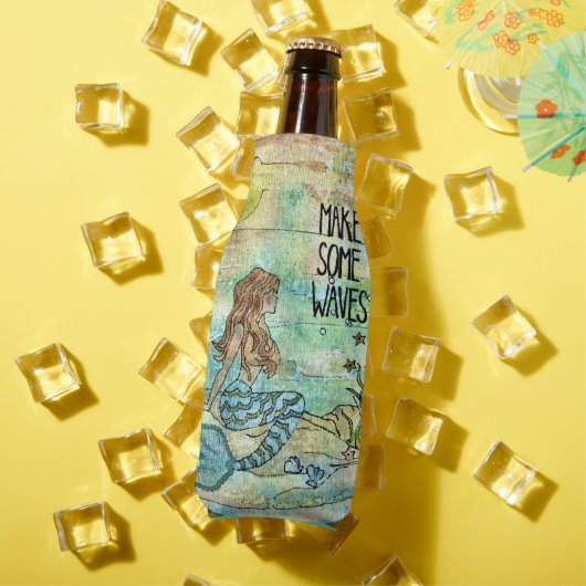 Schöne Meerjungfrau macht Wellen Cooler Flaschenkühler (In Situ Sommer)