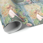 Schöne Meerjungfrau mit Fisch und Muscheln Geschenkpapier (Rolleneckpunkt)