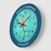 Schöne Meerjungfrau mit Long Blonde Hair Große Wanduhr (Winkel)
