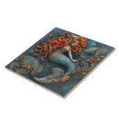 Schöne Meerjungfrau mit orangefarbenem 3D-Effekt Fliese (Seite)