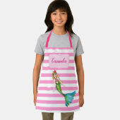 Schöne Meerjungfrau Pink Weiße Streifen Muster Sch Schürze (Insitu)