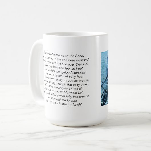 Schöne Meerjungfrau und Meerjungfrau-Gedicht auf Kaffeetasse (Vorderseite Links)