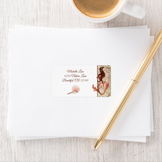 Schöne Meerjungfrau und Seashells Adresse Adressaufkleber (Insitu)