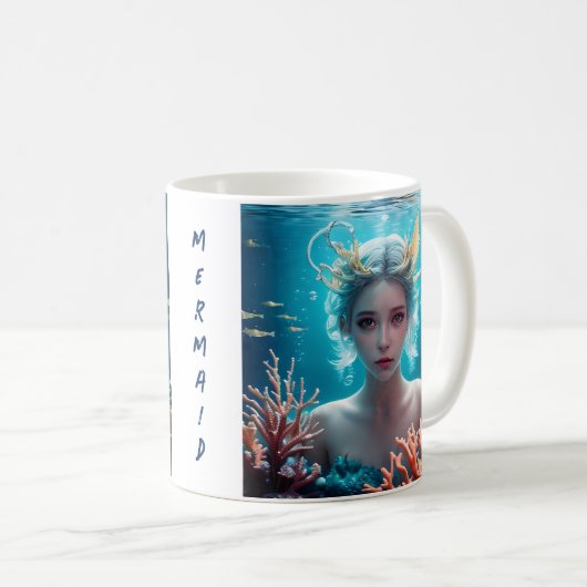 Schöne Meerjungfrau unter Wasser Kaffeetasse (VorderseiteRechts)