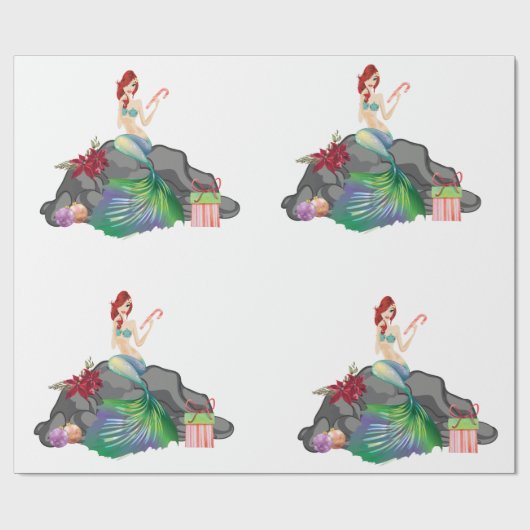 Schöne Meerjungfrau Weihnachten Geschenkpapier (Flach)