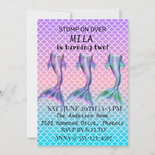 Schöne Meerjungfrau zum Geburtstag Einladung (Vorderseite)