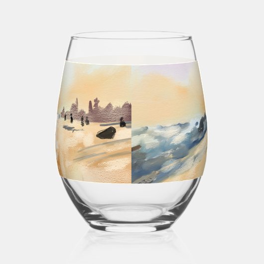 Schöne Meerseite in Ölgemälde Weinglas Ohne Stiel (Rechts)