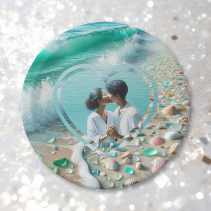 Schöne Meerwasserglas-Foto-Hochzeit  Pappteller