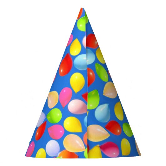 Schöne mehrfarbige Ballons am Himmel blau Partyhütchen (Rückseite)